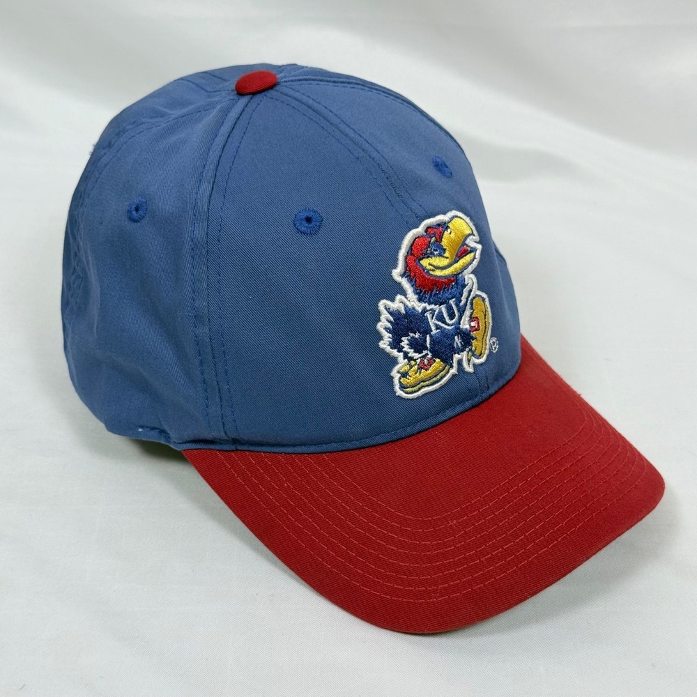 Kansas Jayhawks Outdoor Cap Baseball Hat S/M College NCAA Red Blue - Picture 1 of 11